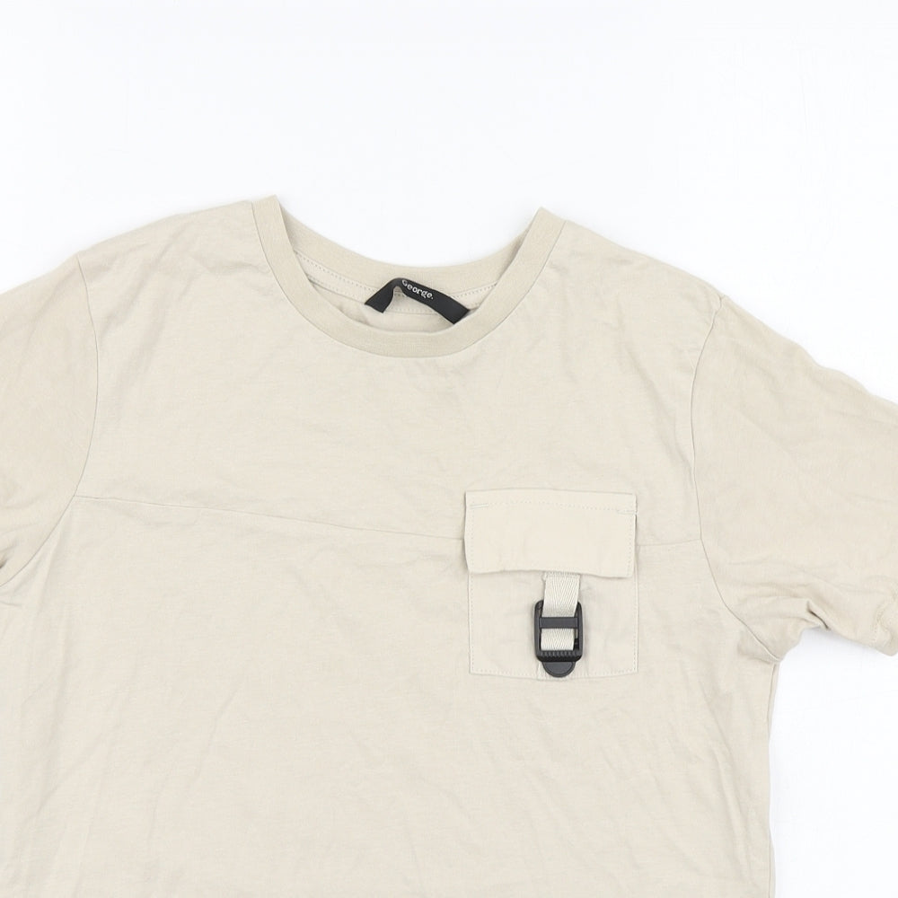 George Boys Beige Cotton Basic Polo Size 9-10 Years Round Neck