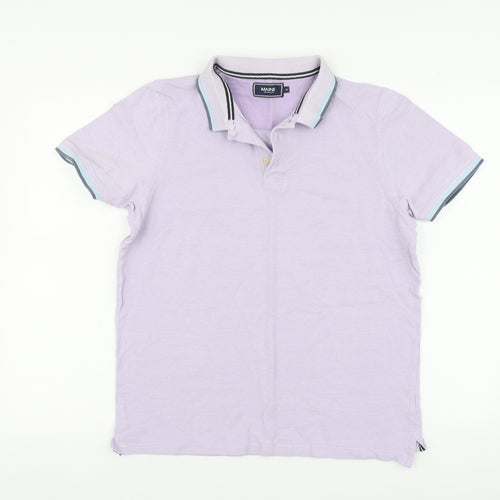 Maine Mens Purple Cotton Polo Size M Collared