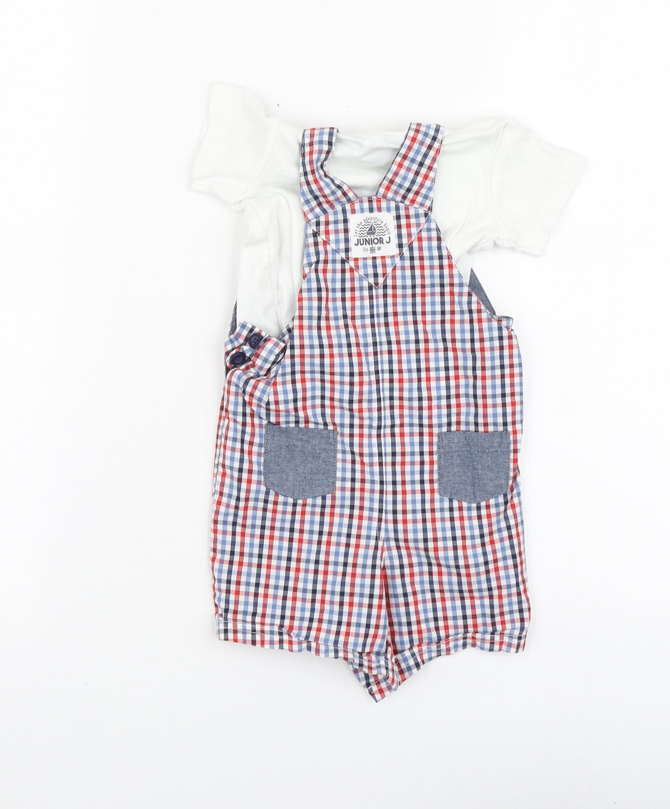 Jasper Conran Baby Multicoloured Check Cotton Dungaree One-Piece Size 3-6 Months