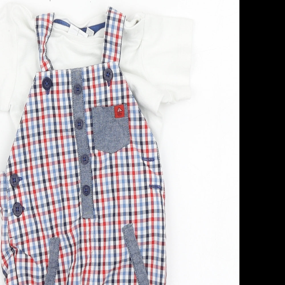 Jasper Conran Baby Multicoloured Check Cotton Dungaree One-Piece Size 3-6 Months