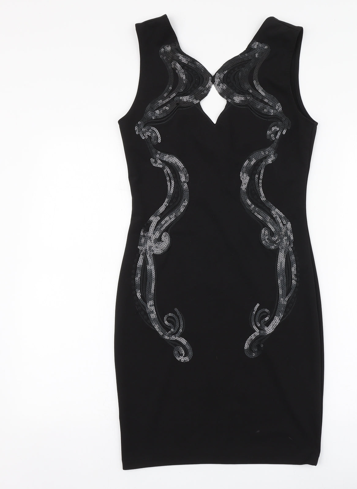 Reimi.Co Womens Black Polyester A-Line Size M V-Neck