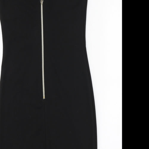 Reimi.Co Womens Black Polyester A-Line Size M V-Neck