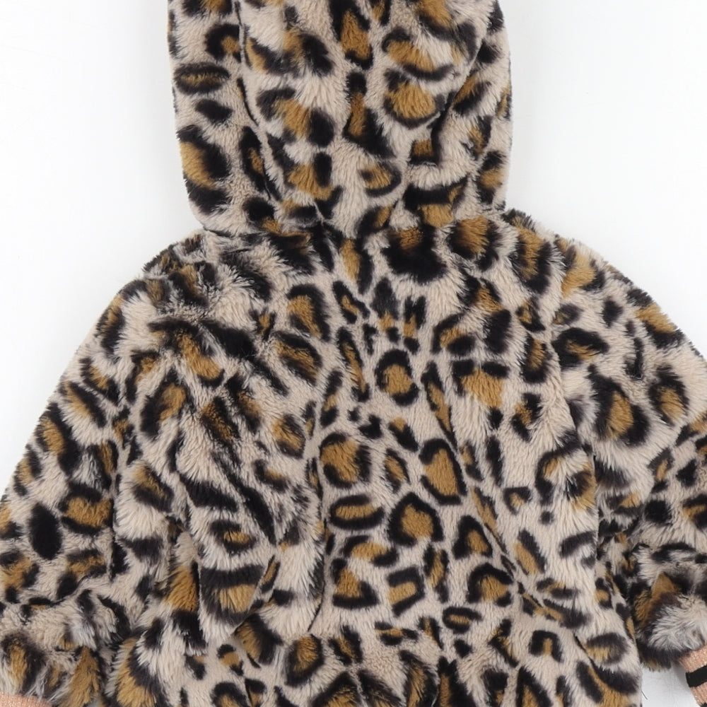 Wear WithLove Girls Brown Animal Print Jacket Size 12-18 Months
