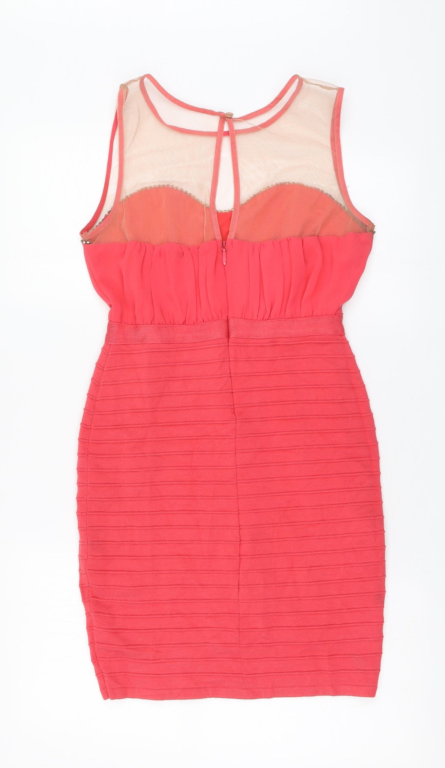 WOW Couture Womens Pink Polyester A-Line Size L Round Neck