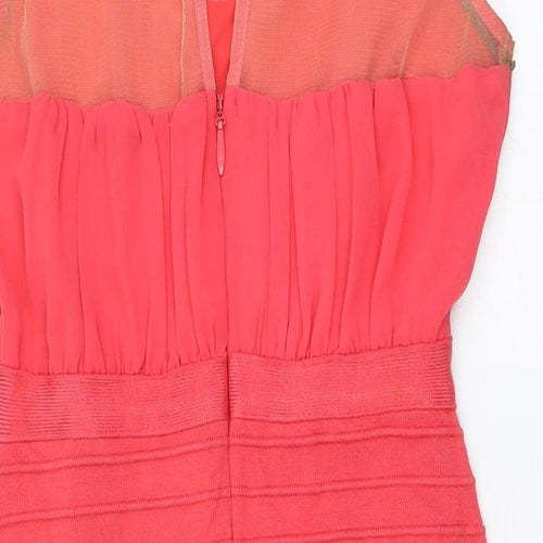 WOW Couture Womens Pink Polyester A-Line Size L Round Neck