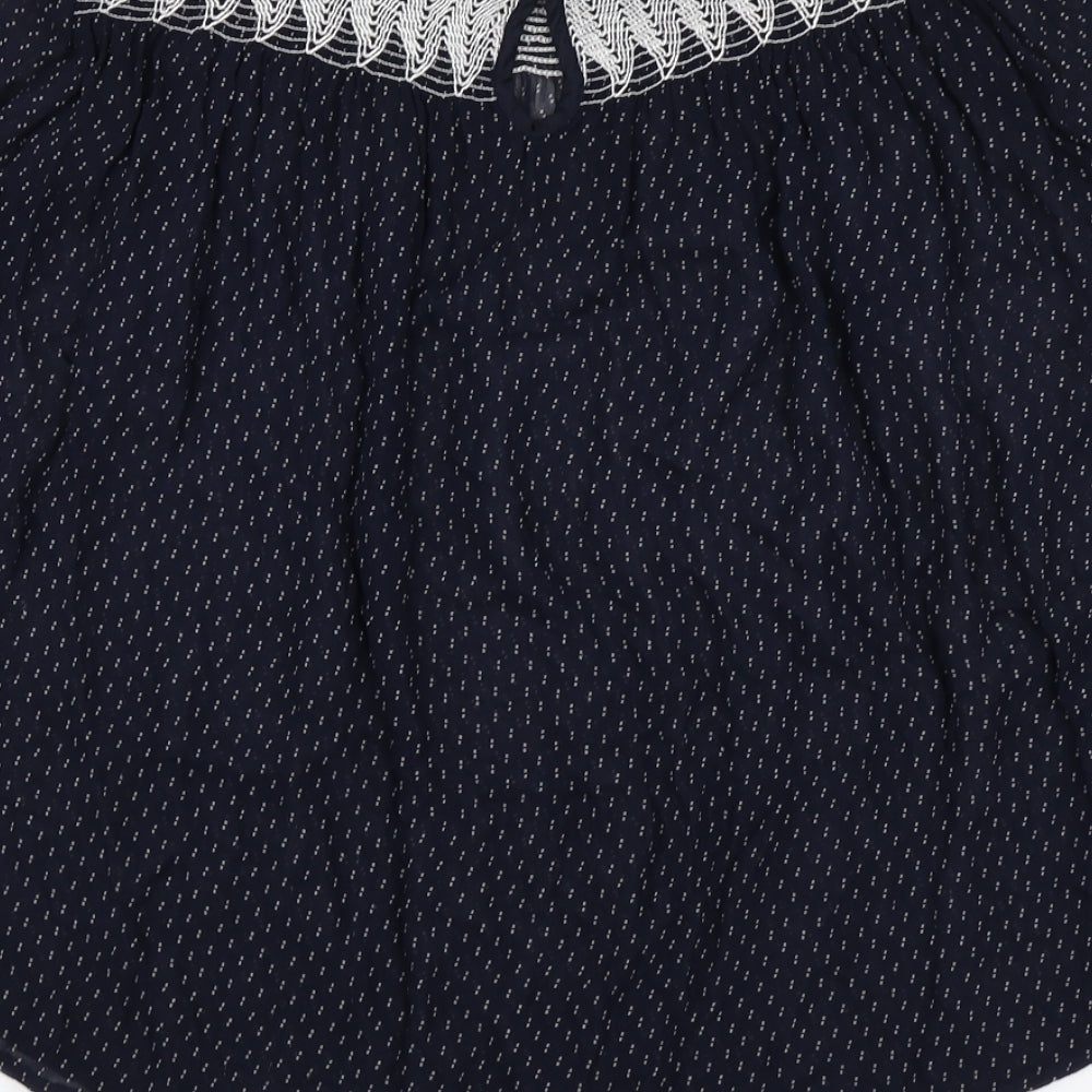 Noa Noa Womens Blue Polka Dot Polyester Basic Blouse Size S Round Neck