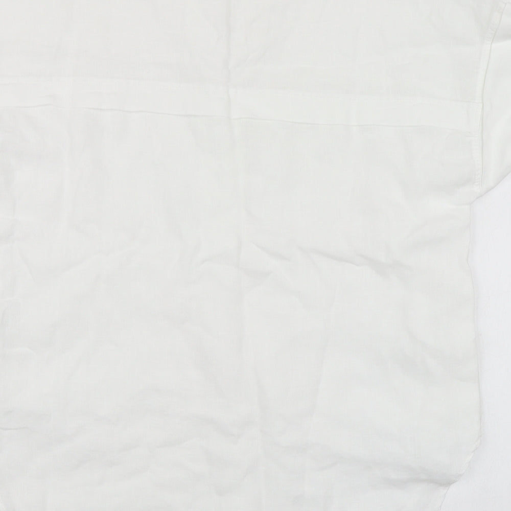 Marks and Spencer Womens White Linen Basic Blouse Size 8 Round Neck