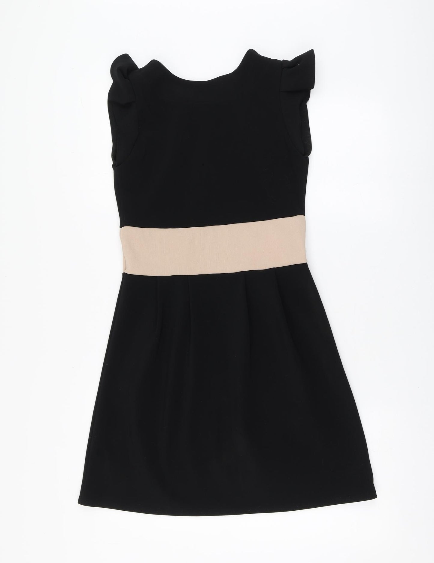 Boohoo Womens Black Polyester Skater Dress Size 12 Round Neck