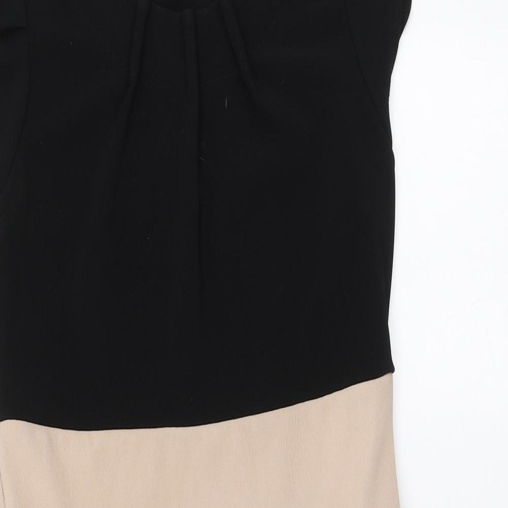 Boohoo Womens Black Polyester Skater Dress Size 12 Round Neck