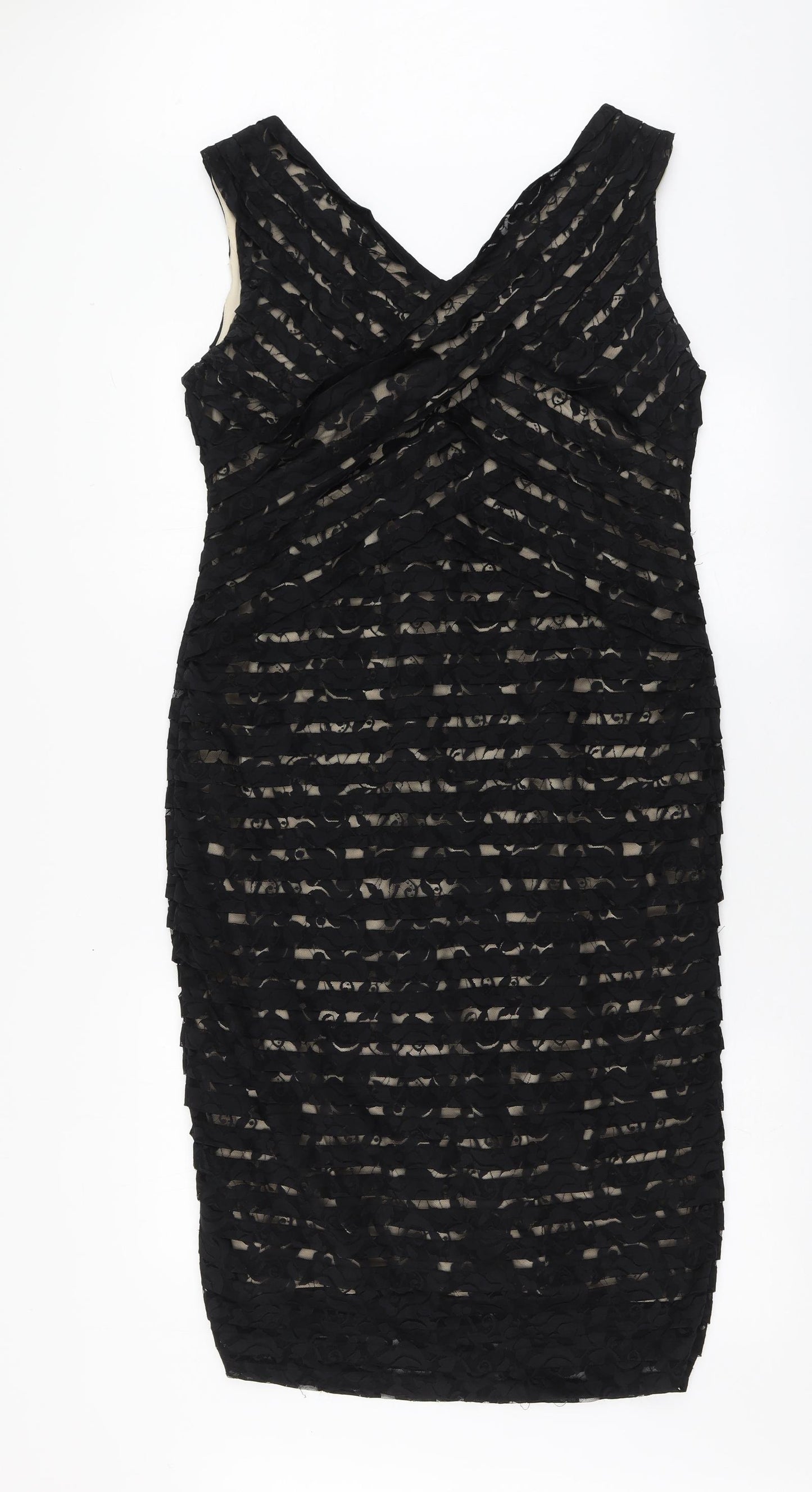 Mint Velvet Womens Black Polyester A-Line Size 16 V-Neck