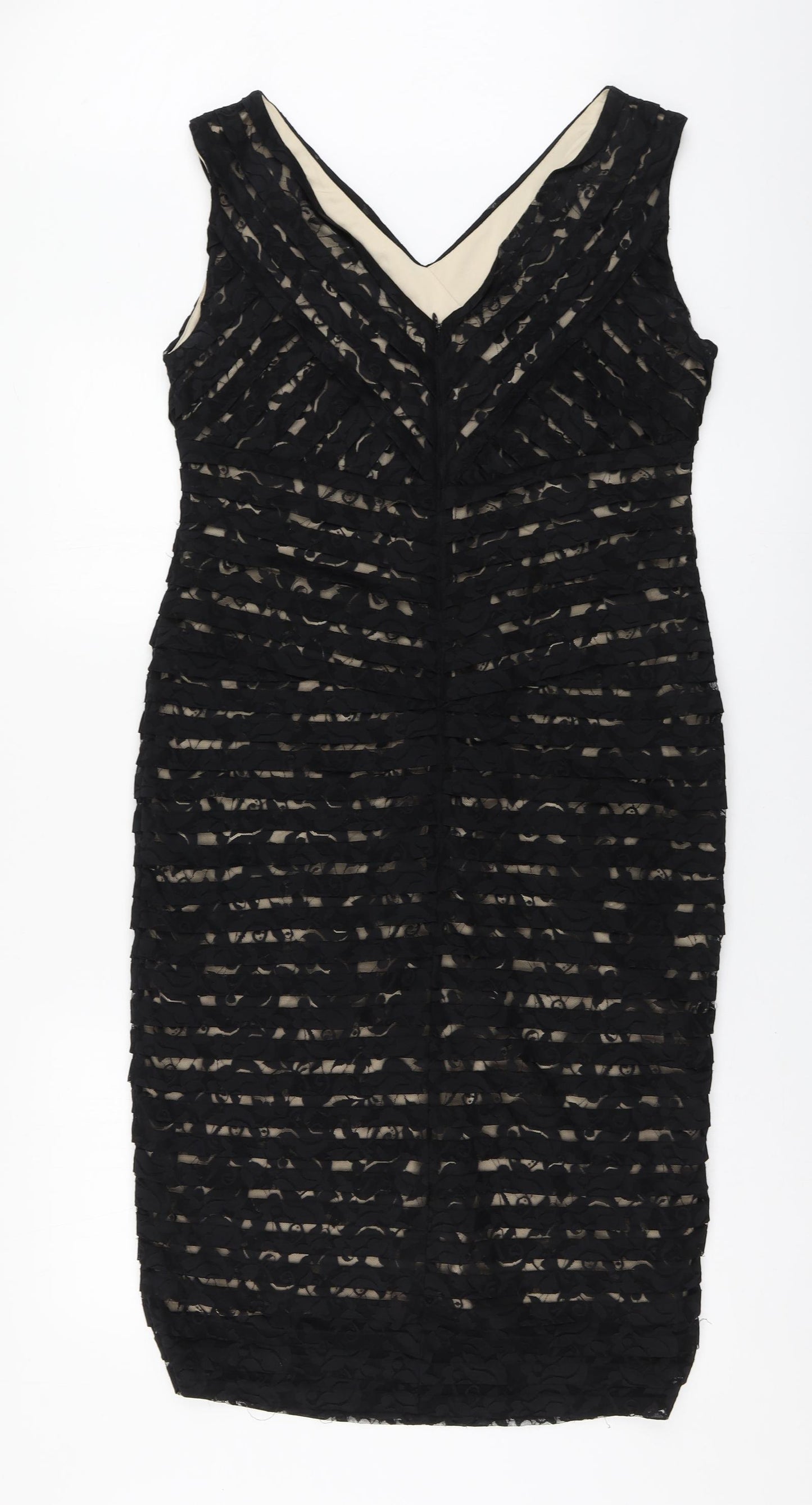 Mint Velvet Womens Black Polyester A-Line Size 16 V-Neck