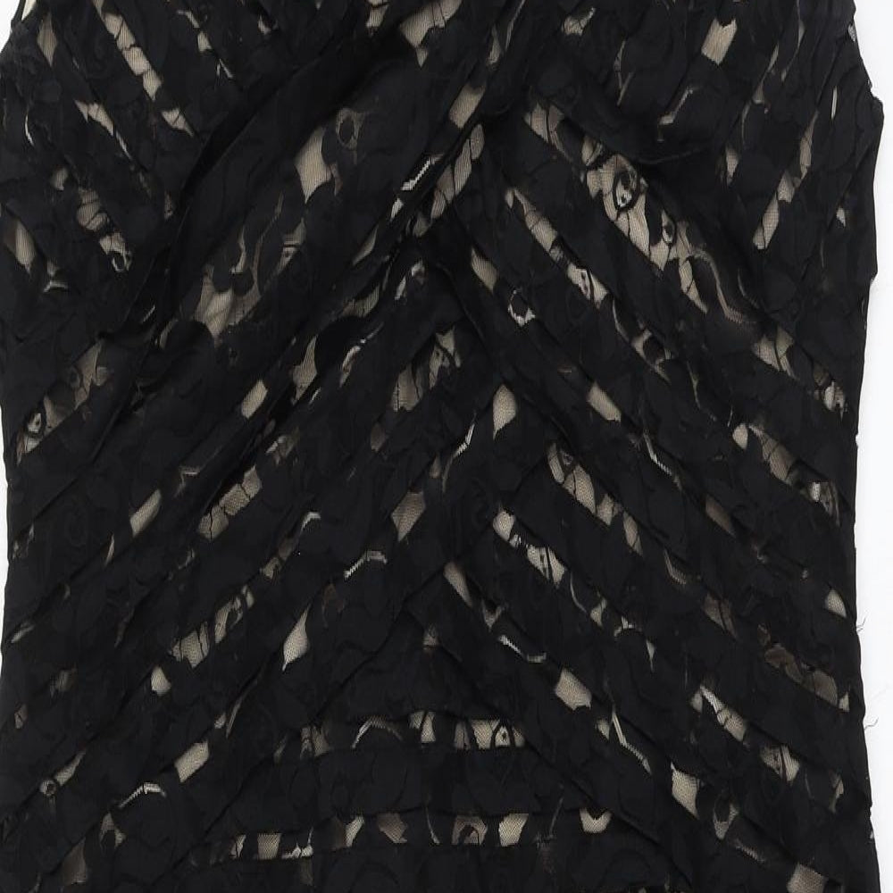 Mint Velvet Womens Black Polyester A-Line Size 16 V-Neck