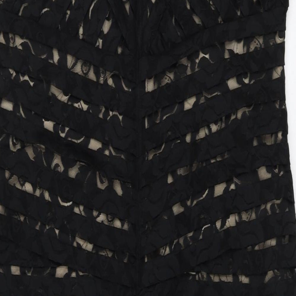 Mint Velvet Womens Black Polyester A-Line Size 16 V-Neck