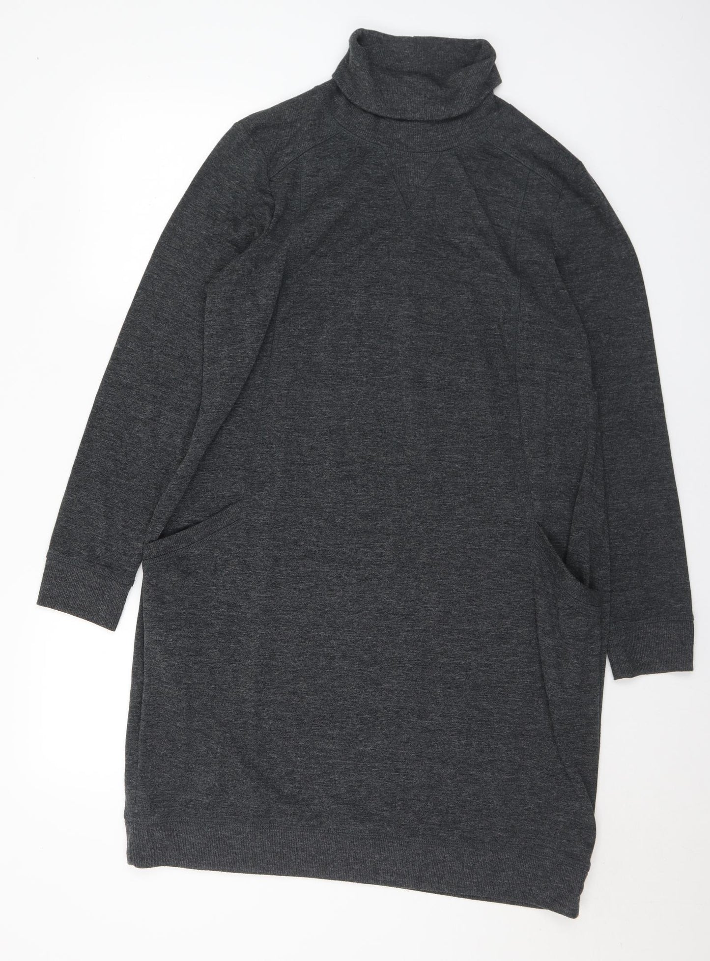 Marks and Spencer Womens Grey Polyester Jumper Dress Size 18 Roll Neck
