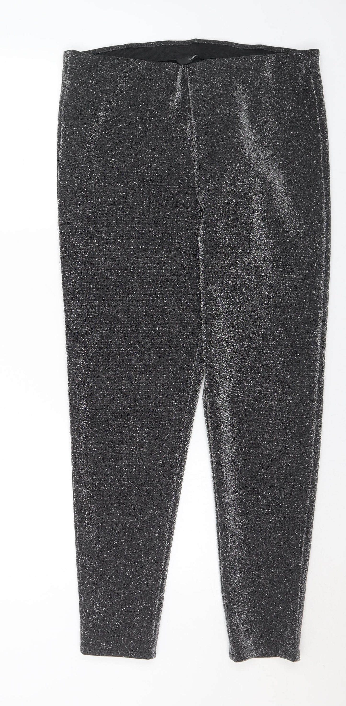 George Womens Silver Polyester Trousers Size 16 L29 in Regular