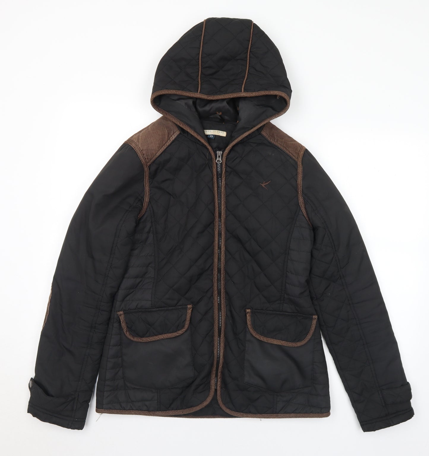 Blonde + Blonde Womens Black Quilted Coat Size 12 Zip