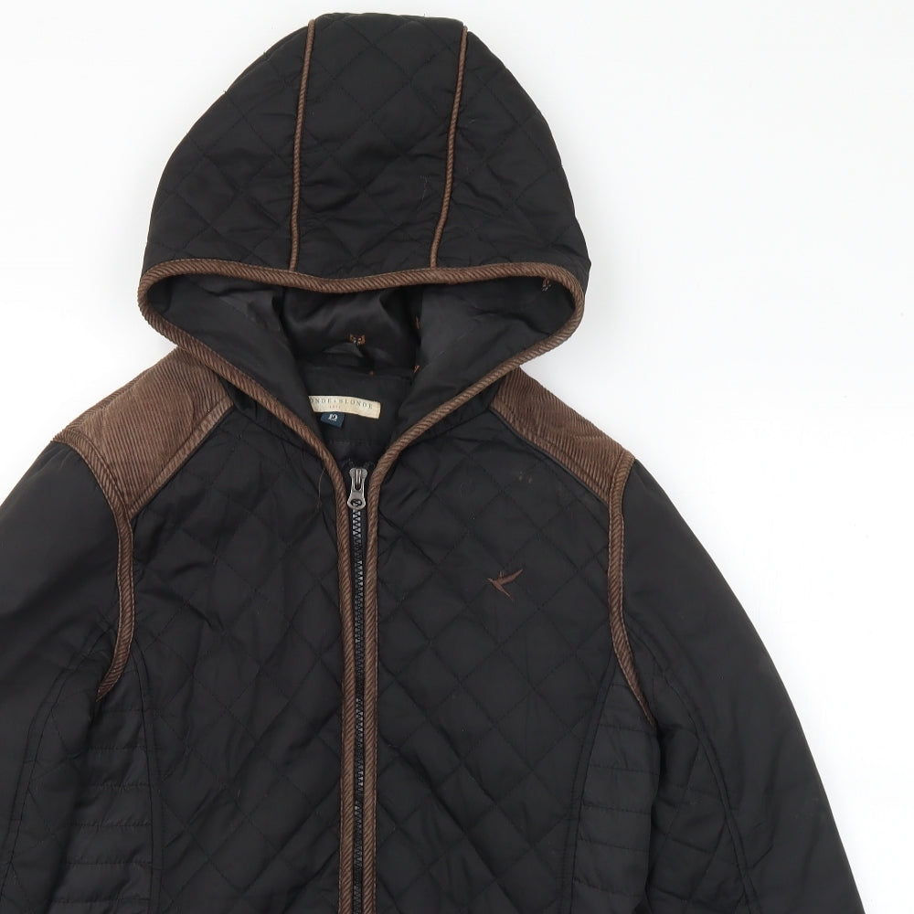 Blonde + Blonde Womens Black Quilted Coat Size 12 Zip