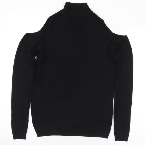 New Look Womens Black Mock Neck Viscose Pullover Jumper Size 10