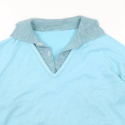 Preworn Womens Blue Collared Acrylic Pullover Jumper Size M