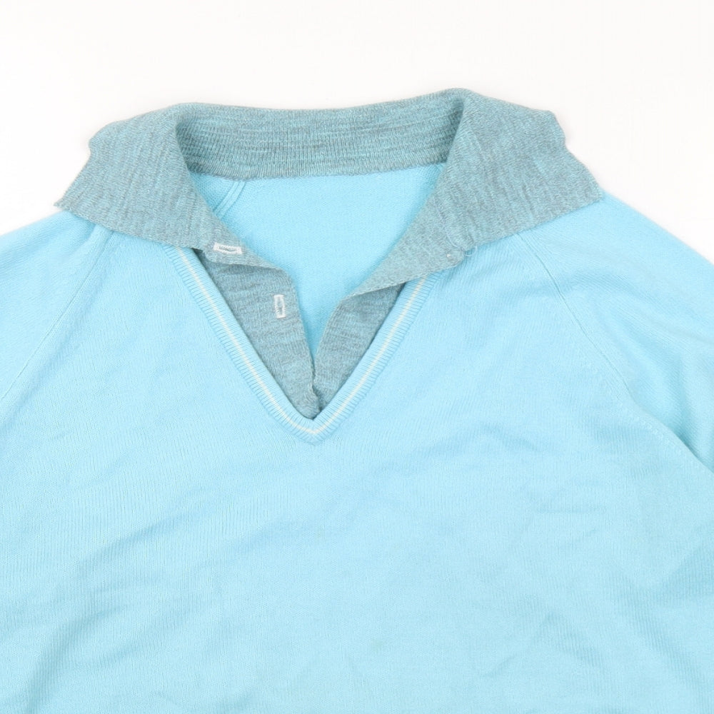 Preworn Womens Blue Collared Acrylic Pullover Jumper Size M