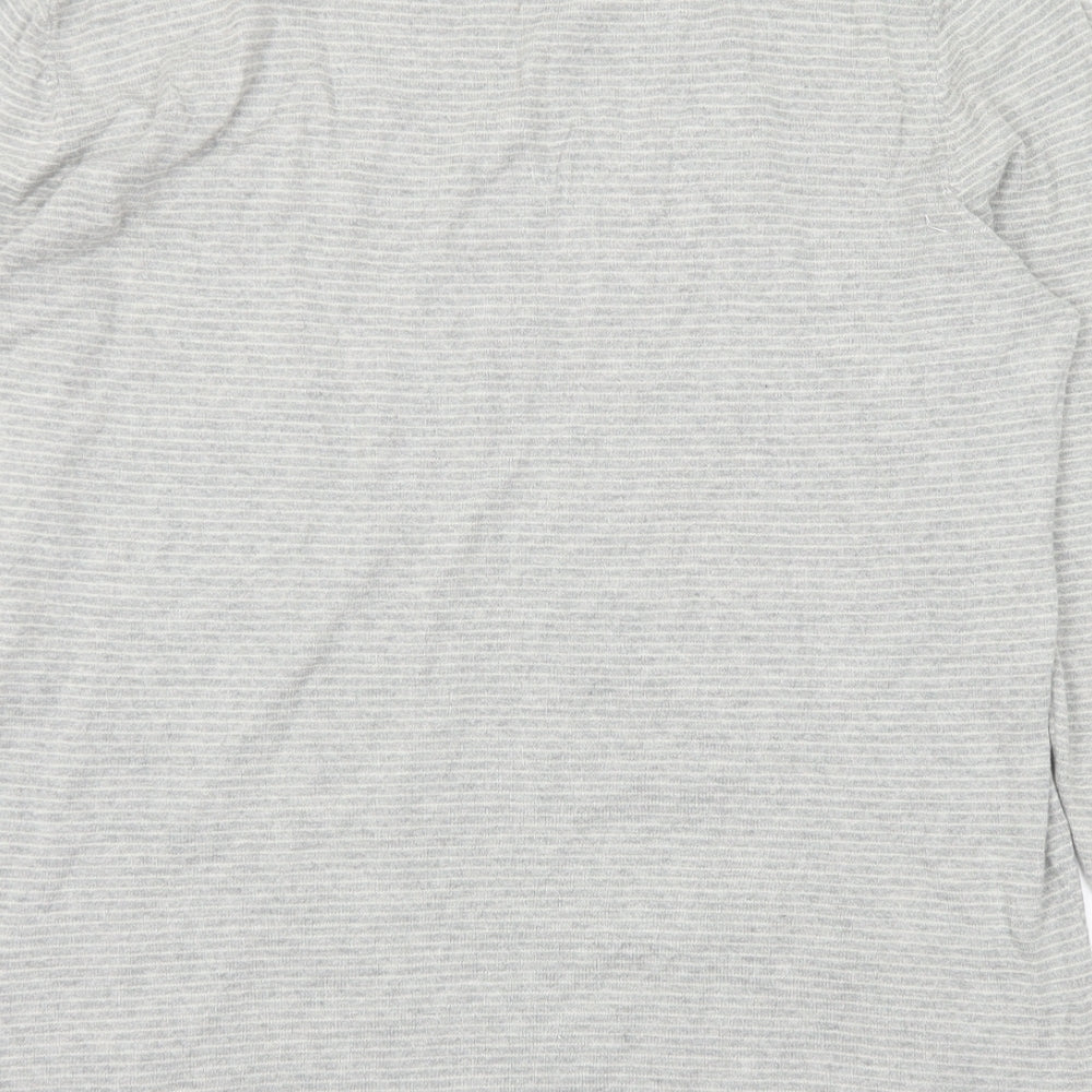 JACK & JONES Mens Grey Round Neck Striped Cotton Pullover Jumper Size L