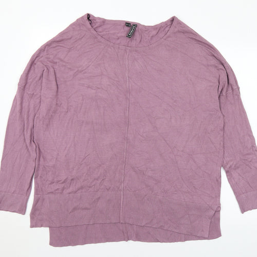Rainbow Womens Purple Round Neck Viscose Pullover Jumper Size L