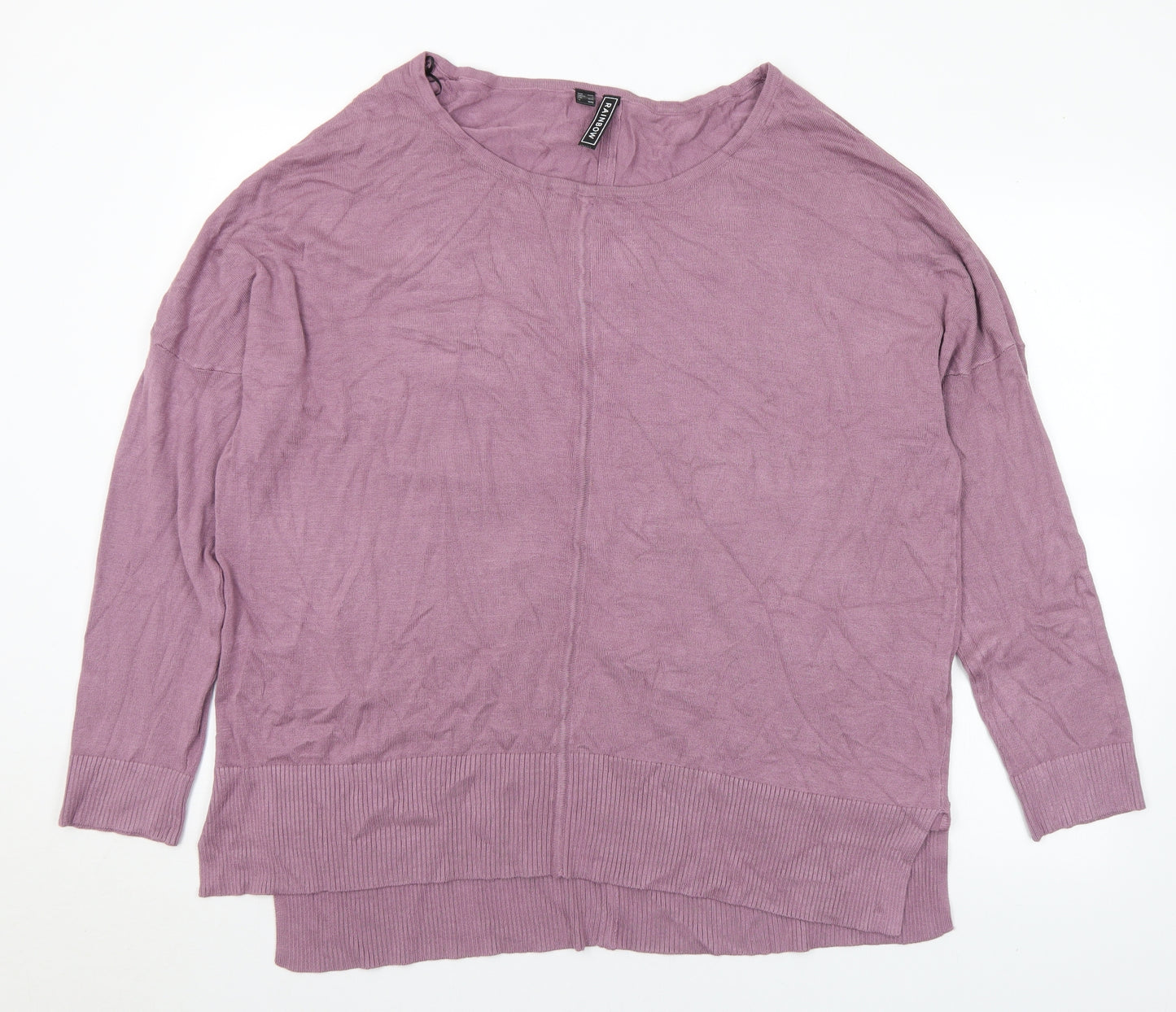 Rainbow Womens Purple Round Neck Viscose Pullover Jumper Size L