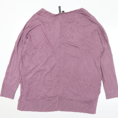 Rainbow Womens Purple Round Neck Viscose Pullover Jumper Size L