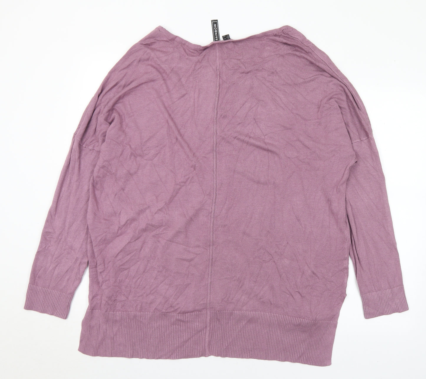 Rainbow Womens Purple Round Neck Viscose Pullover Jumper Size L
