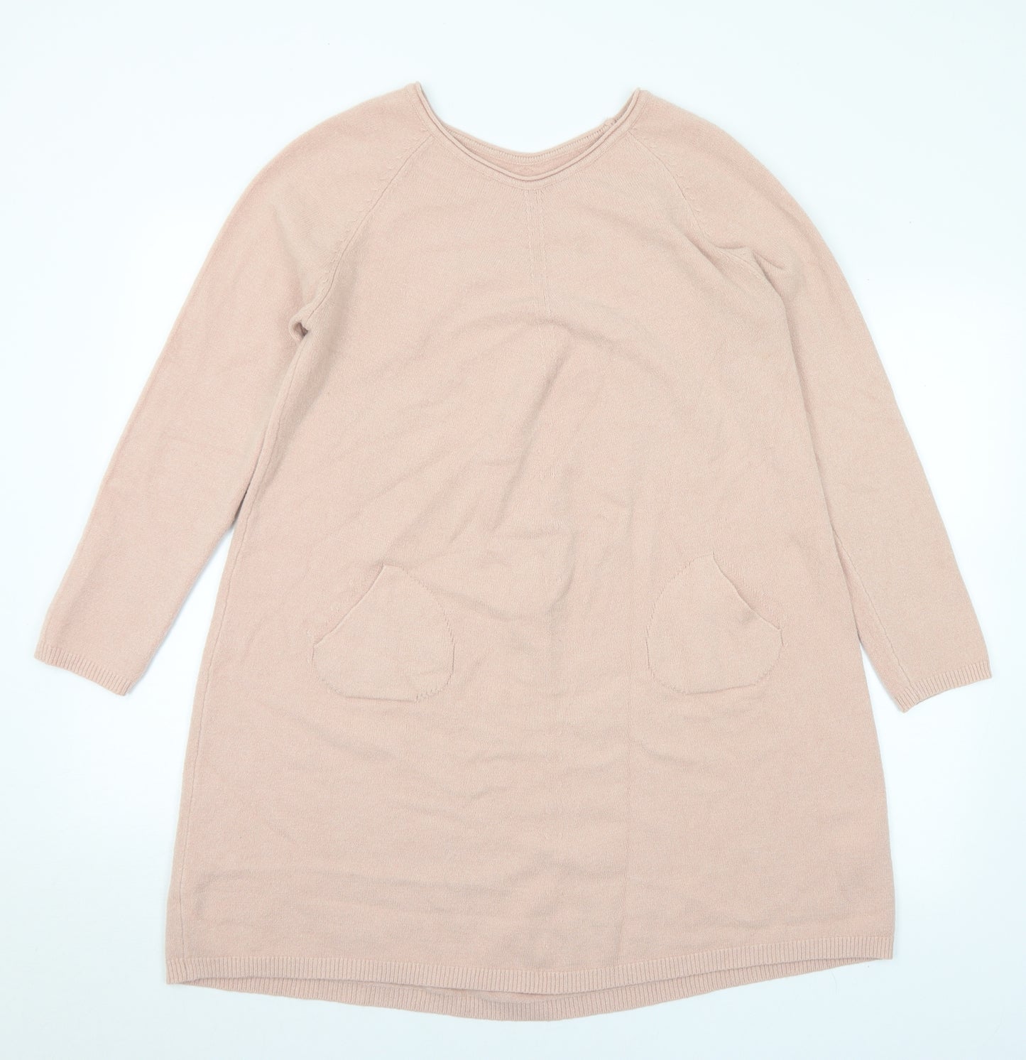Preworn Womens Pink Viscose Jumper Dress Size M Round Neck