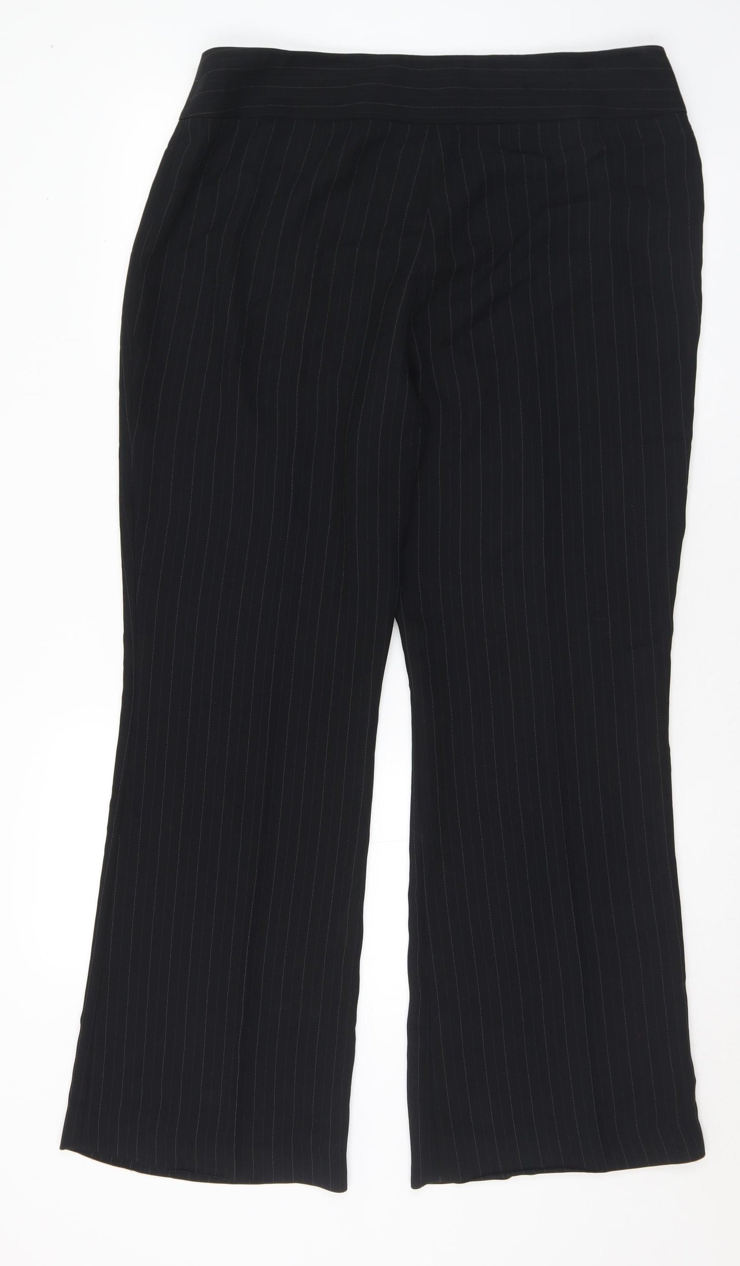 Planet Womens Black Striped Acetate Trousers Size 14 L31 in Regular Button