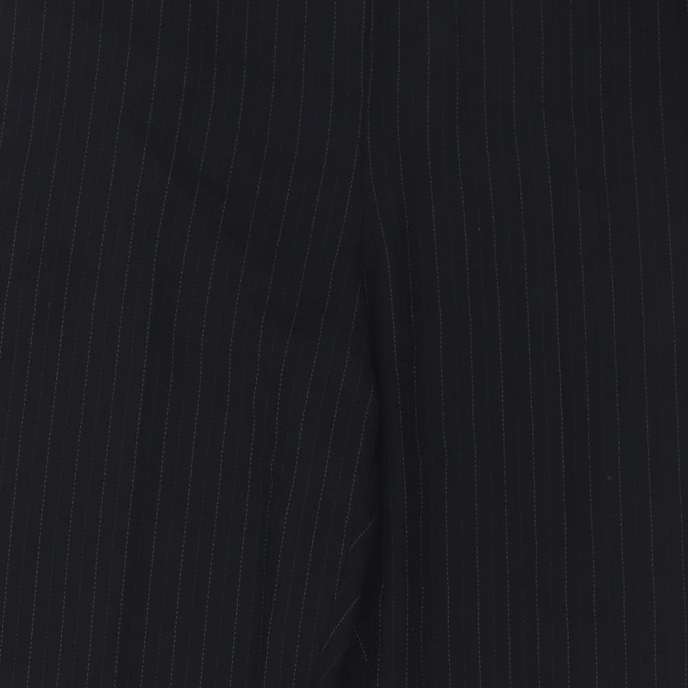 Planet Womens Black Striped Acetate Trousers Size 14 L31 in Regular Button