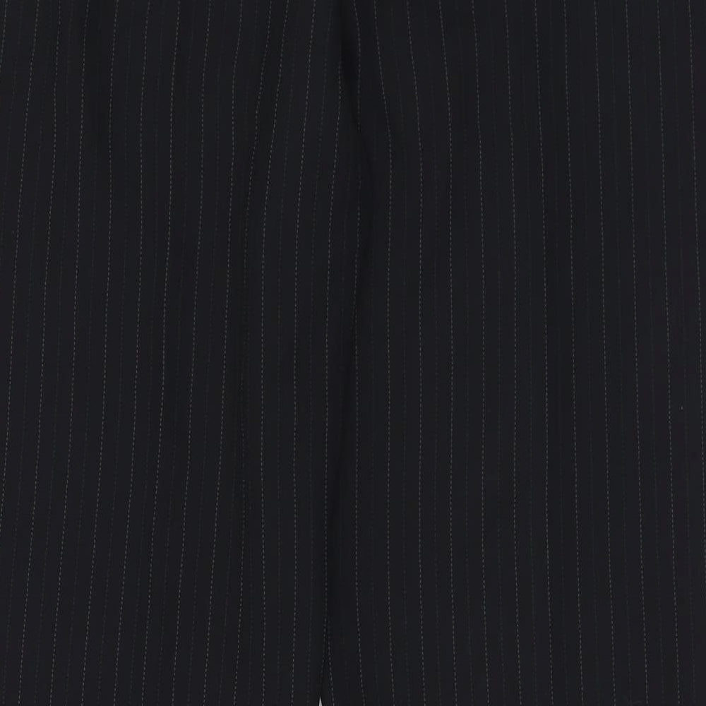 Planet Womens Black Striped Acetate Trousers Size 14 L31 in Regular Button