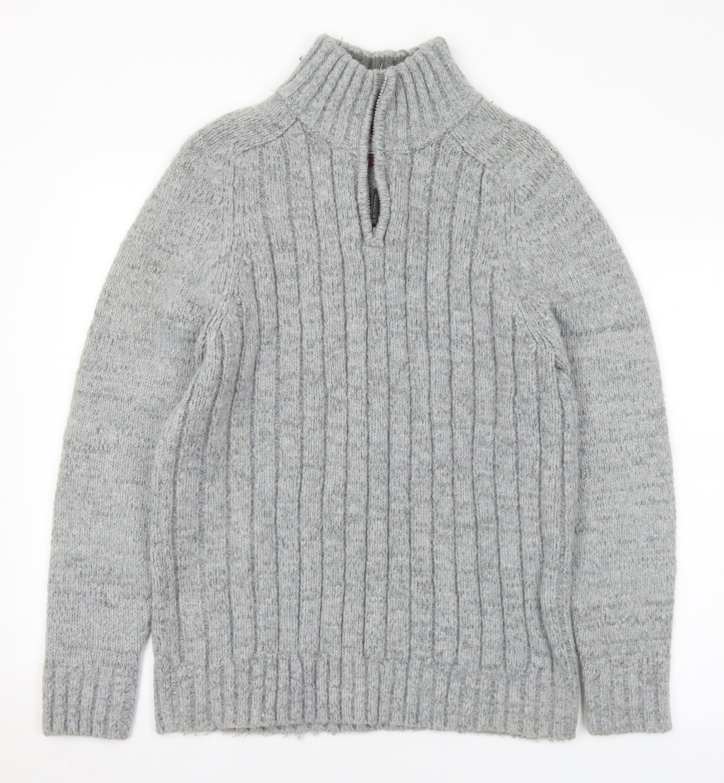 TU Mens Grey Collared Acrylic Pullover Jumper Size M