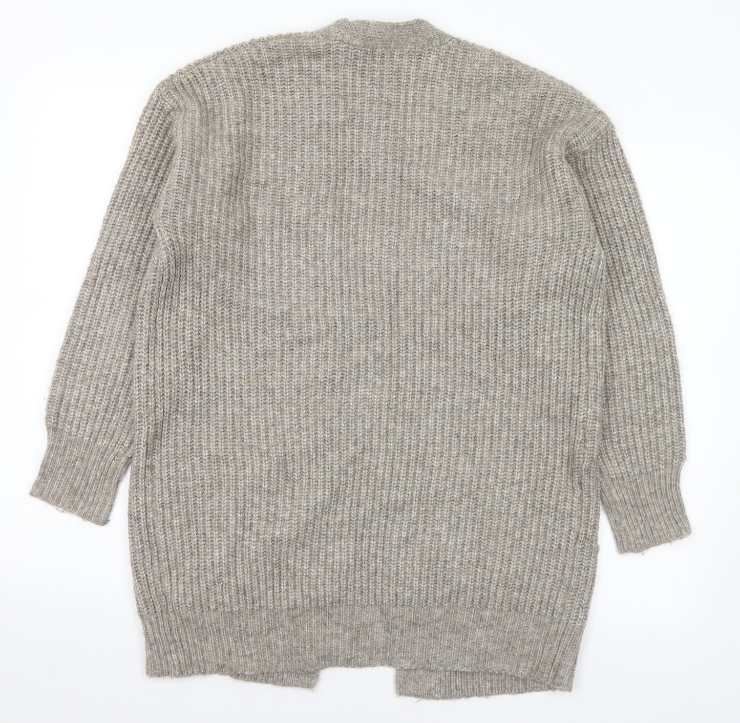 F&F Womens Grey V-Neck Polyester Cardigan Jumper Size M
