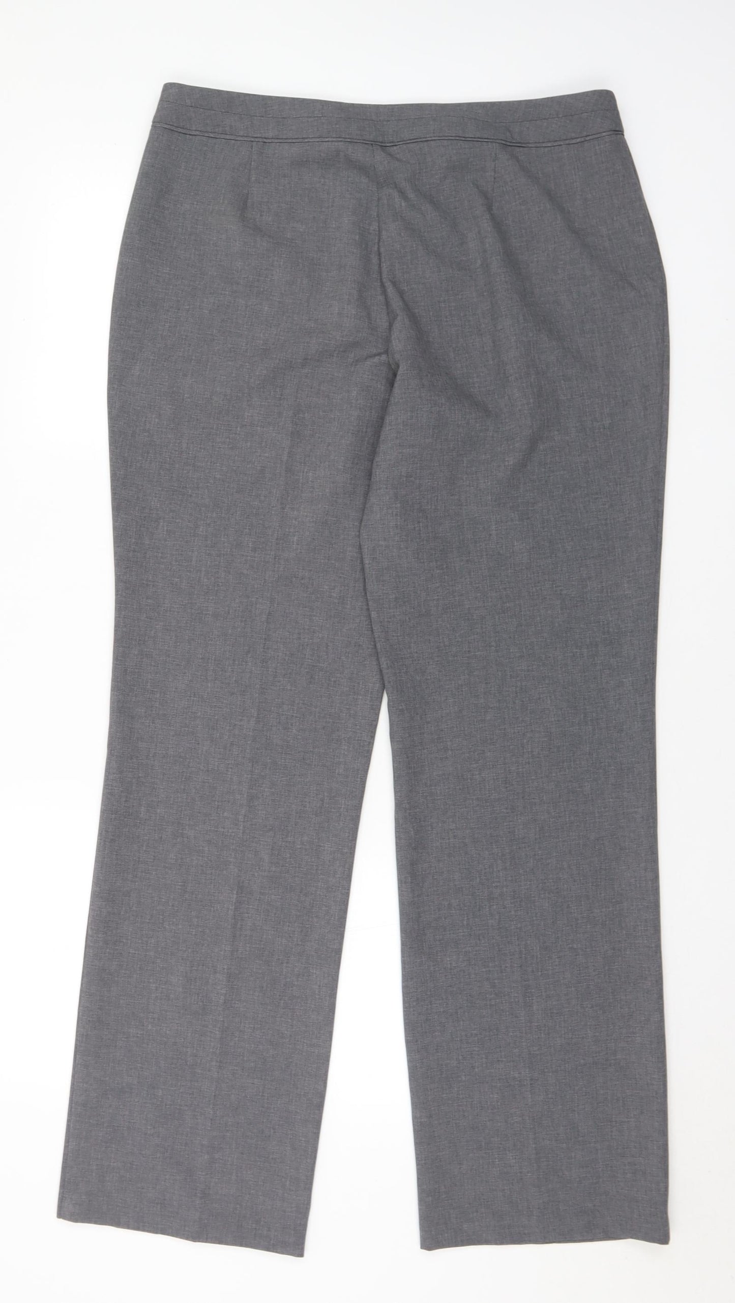 F&F Womens Grey Polyester Trousers Size 12 L32 in Regular Button