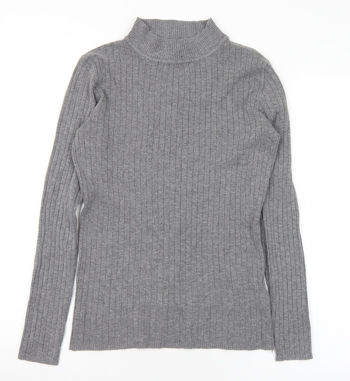Primark Womens Grey Mock Neck Viscose Pullover Jumper Size 14 - 14-16