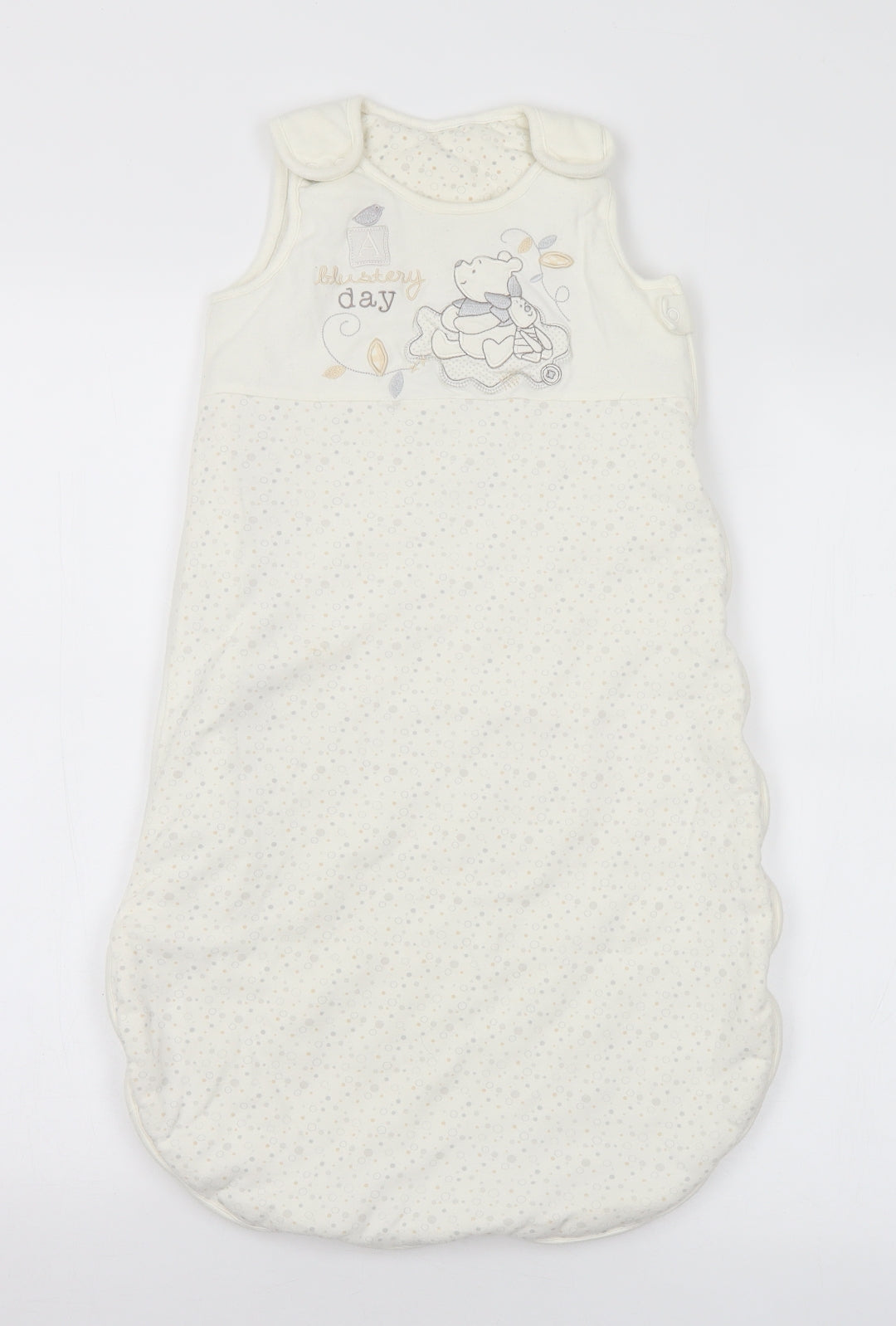 George Baby White Geometric Cotton Babygrow One-Piece Size 12-18 Months Snap - Winnie The Pooh