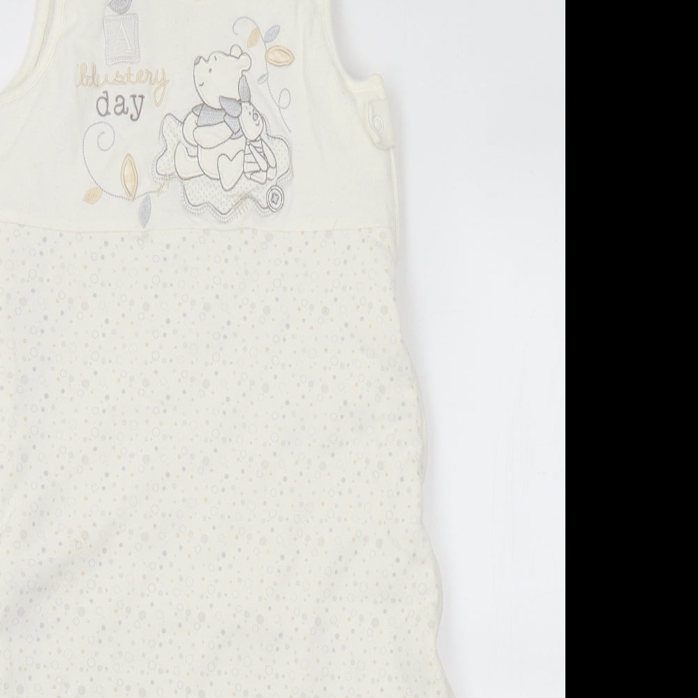 George Baby White Geometric Cotton Babygrow One-Piece Size 12-18 Months Snap - Winnie The Pooh