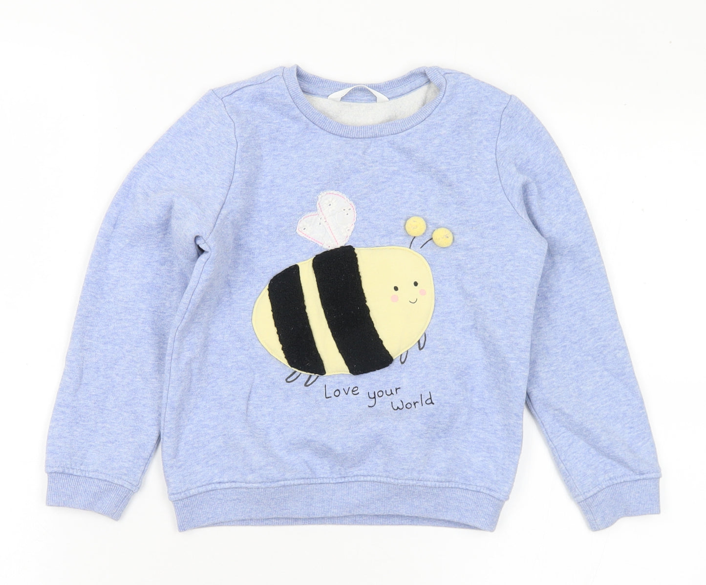 Marks and Spencer Girls Blue Cotton Pullover Sweatshirt Size 4-5 Years - Bee