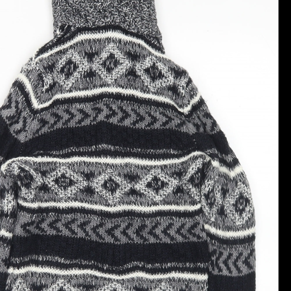 George Boys Black V-Neck Geometric Polyester Cardigan Jumper Size 4-5 Years Button