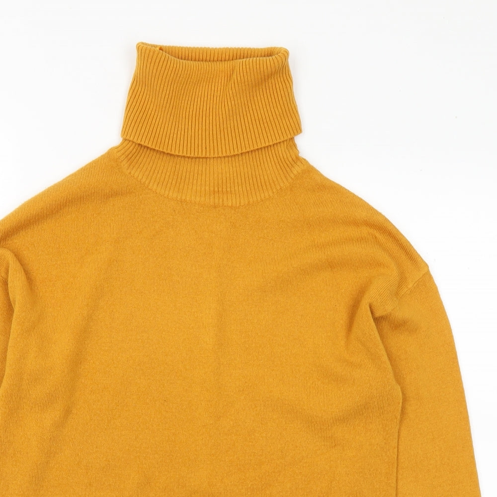 Pep&Cp Womens Yellow Roll Neck Acrylic Pullover Jumper Size 10