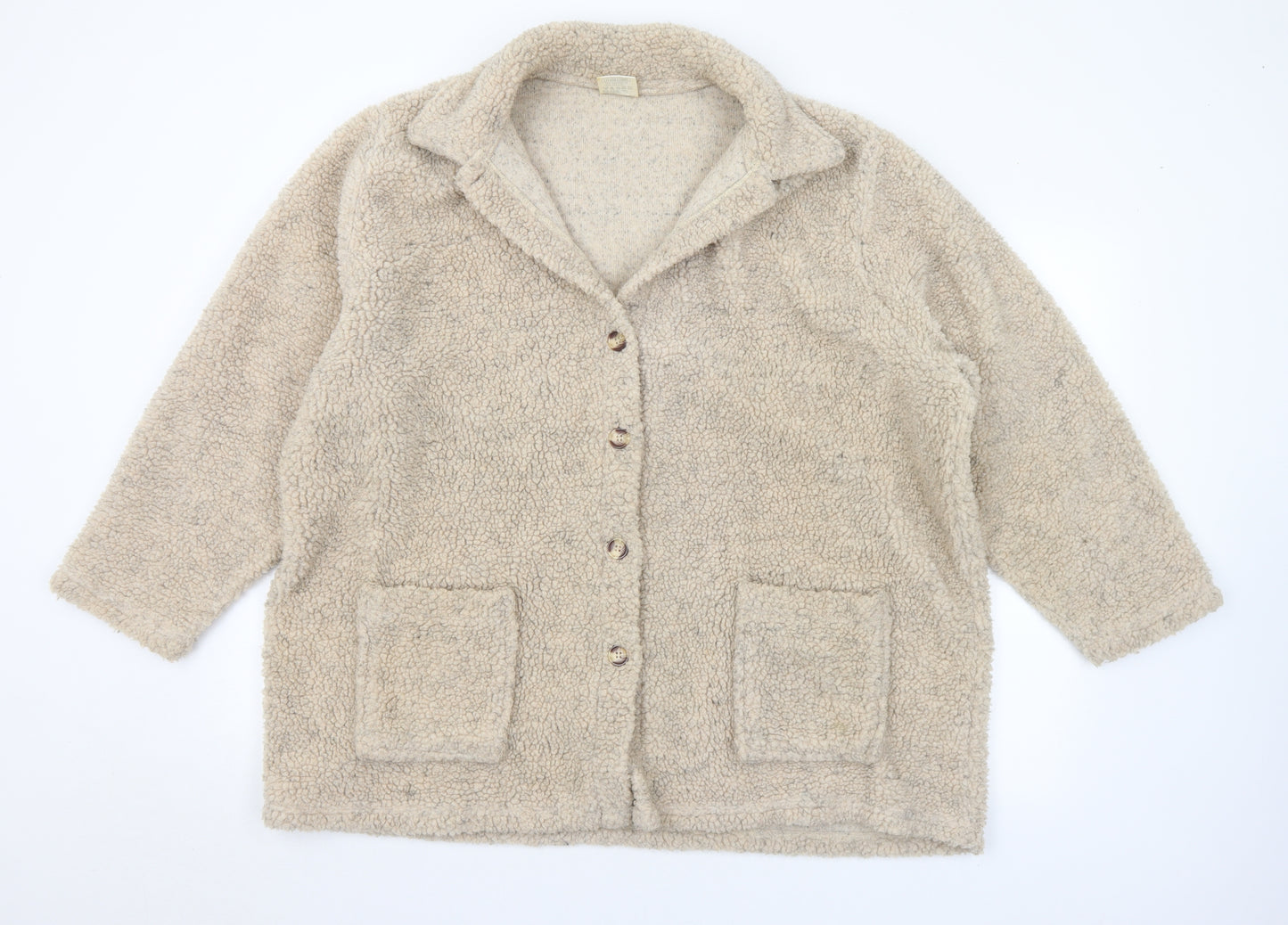 Classics Womens Beige Collared Polyester Cardigan Jumper Size 24 - 24-26