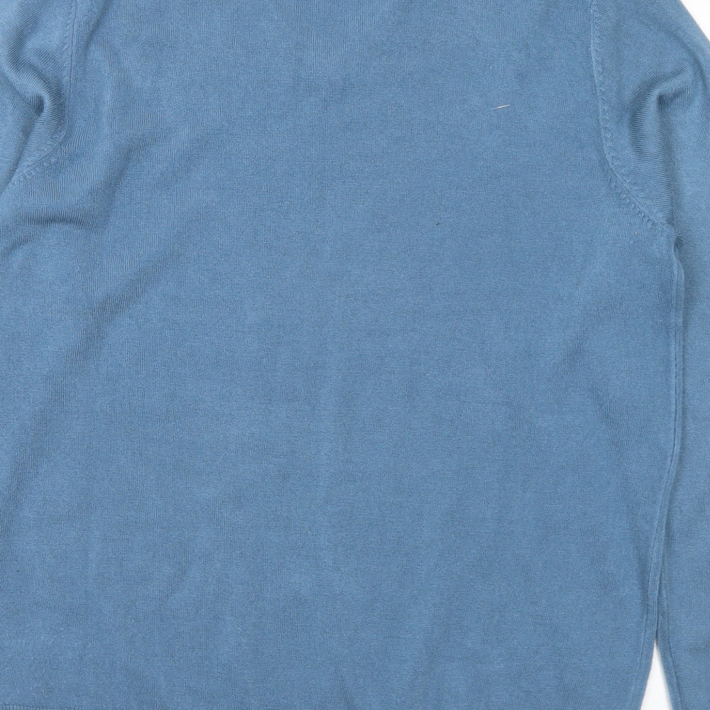 Cedar Wood State Mens Blue V-Neck Acrylic Pullover Jumper Size L