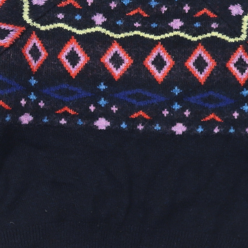 Marks and Spencer Womens Multicoloured Mock Neck Geometric Acrylic Pullover Jumper Size M