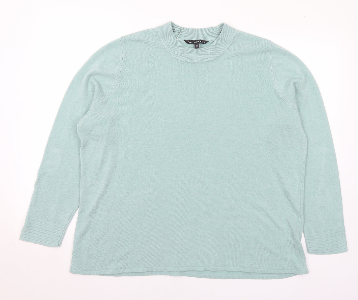M&Co Womens Green Mock Neck Acrylic Pullover Jumper Size 22