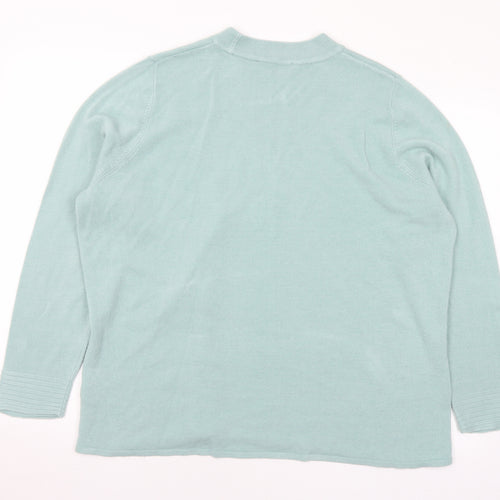 M&Co Womens Green Mock Neck Acrylic Pullover Jumper Size 22