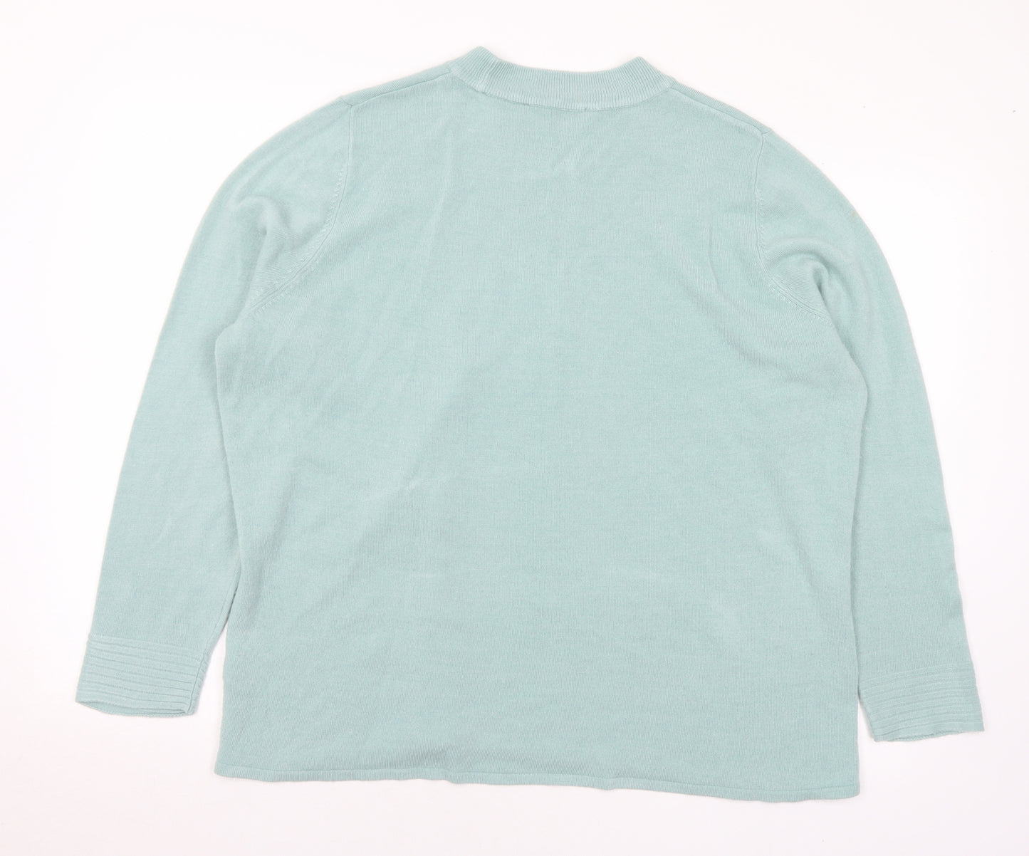 M&Co Womens Green Mock Neck Acrylic Pullover Jumper Size 22