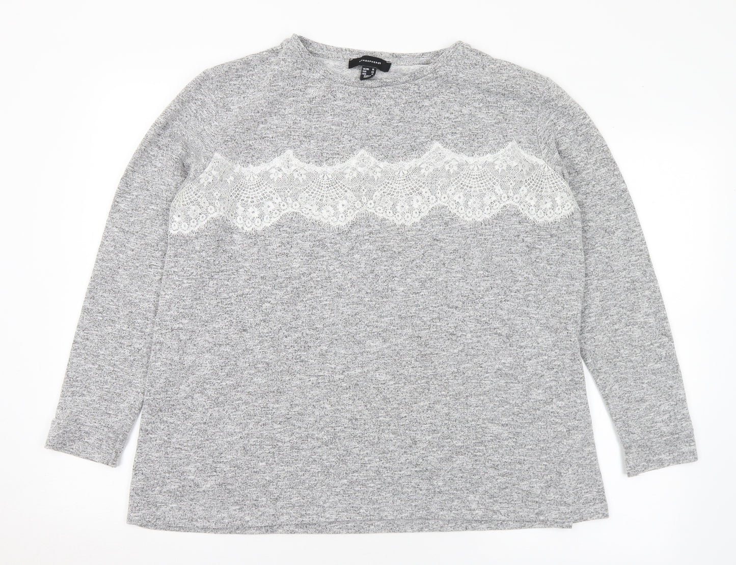 Primark Womens Grey Round Neck Polyester Pullover Jumper Size 16