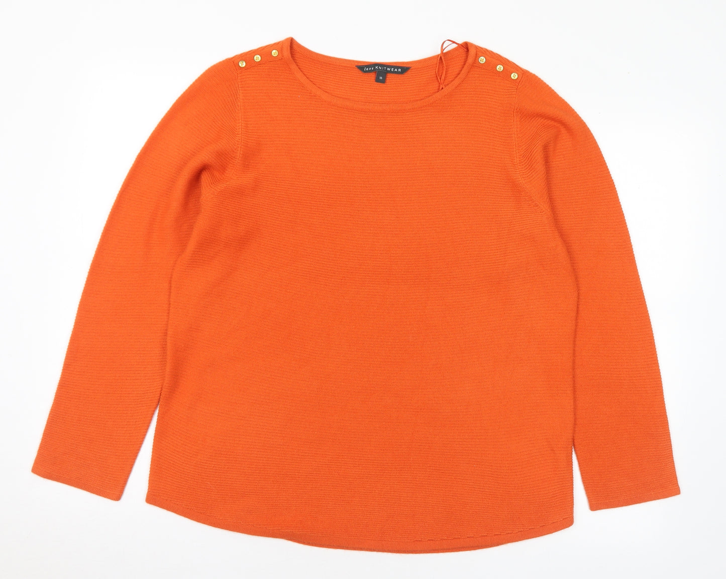 Bonmarché Womens Orange Round Neck Acrylic Pullover Jumper Size 16